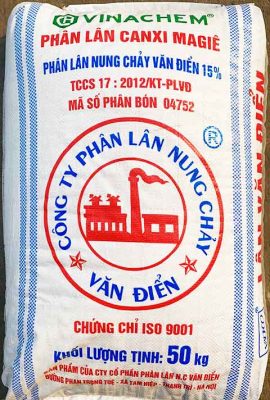 Phân lân nung chảy Văn Điển 15% Vinachem bao 50kg dùng bón lót giúp phát triển rễ cây trồng