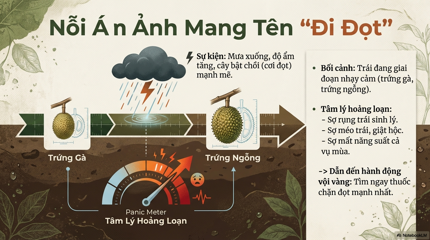 Tâm lý hoảng loạn của nhà vườn khi sầu riêng đi đọt mạnh giai đoạn nuôi trái
