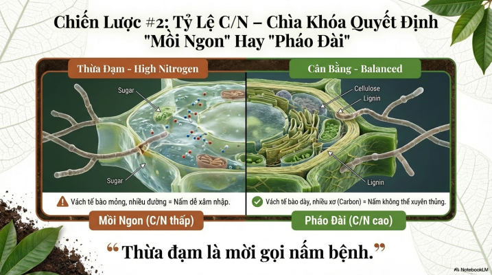 Tỷ lệ C/N quyết định thán thư bông sầu riêng là mồi ngon hay pháo đài chống nấm
