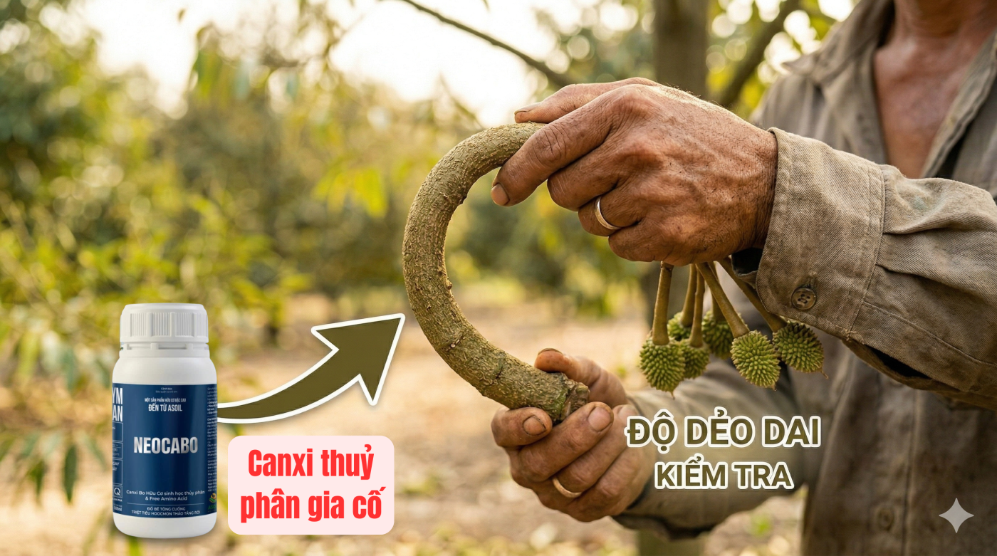 Cách kiểm tra độ dẻo dai của cuống để chống rụng trái sầu riêng hiệu quả