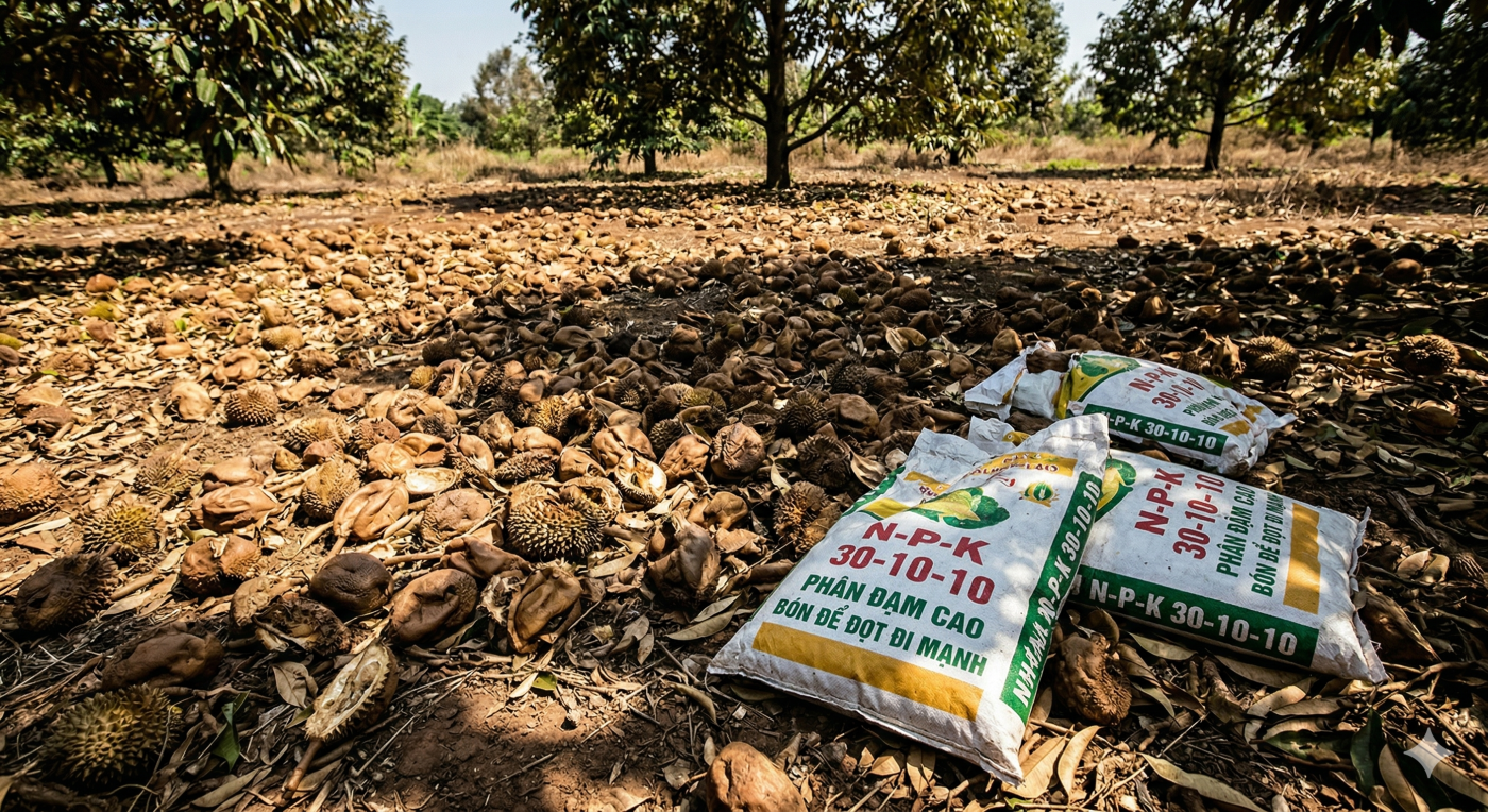 Báo động sai lầm bón phân sầu riêng làm rụng trái non