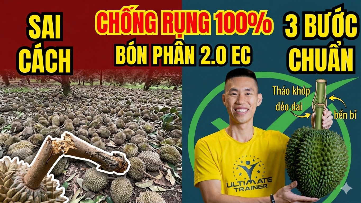 So sánh bón phân sầu riêng đúng cách và sai cách chống rụng trái non