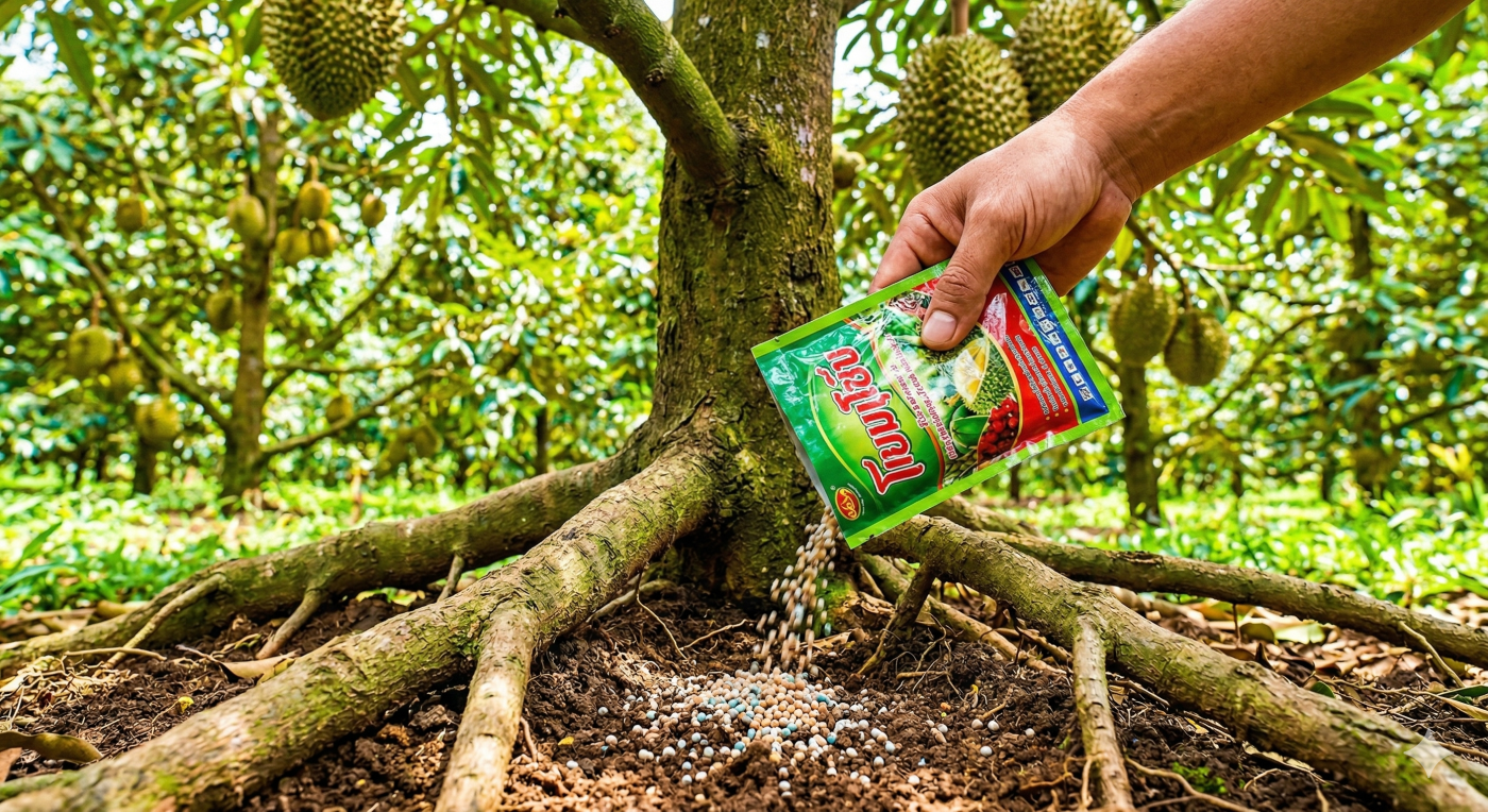 Bón phân sầu riêng sai cách làm rụng trái