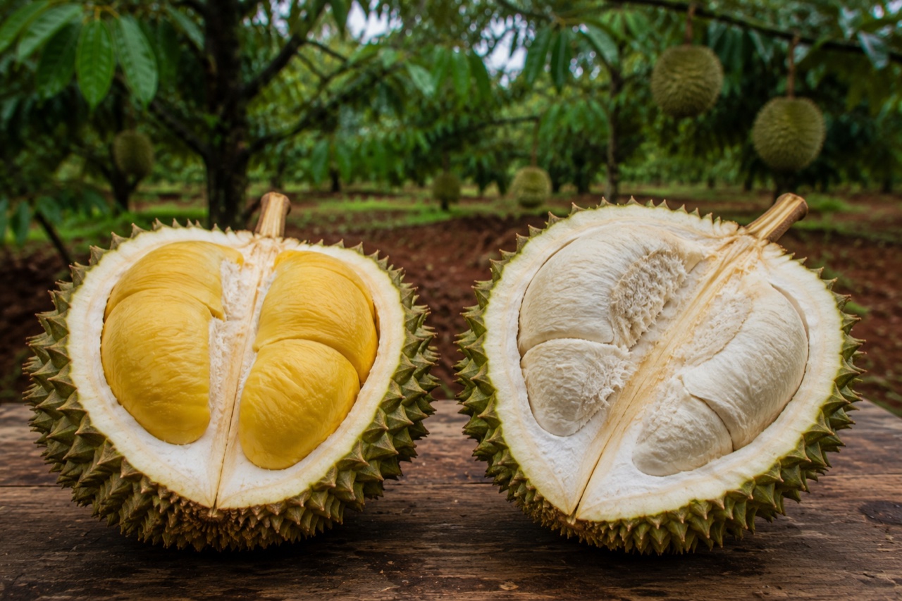So sánh sầu riêng cơm vàng sánh với sầu riêng sượng cơm trắng bệch